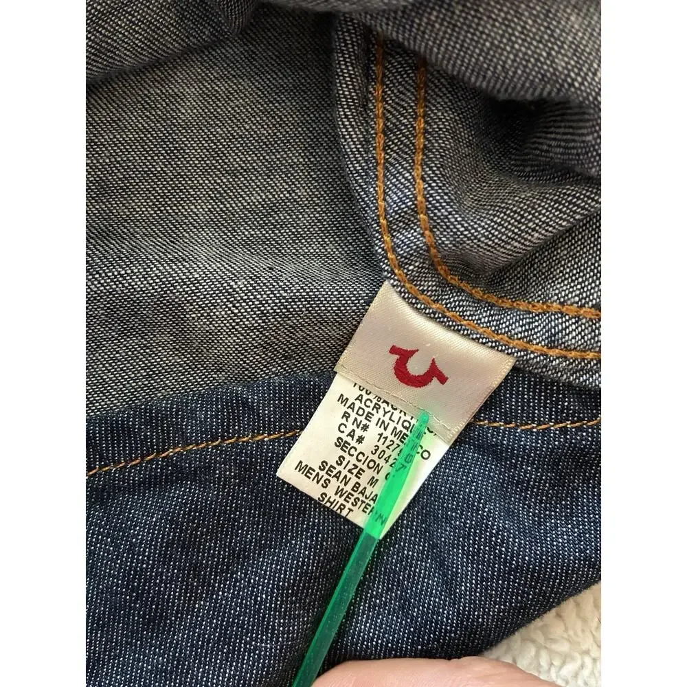True Religion GEORGIA BAJA WESTERN Shirt Aztec Denim Pearl Snap Med Shirt